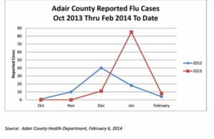 Oct 2013 - Feb 2014 Flu Cases Graph